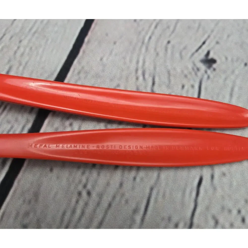 Vintage Rosti Mepal Orange Melamine Serving Spoon and Fork MCM Utensils Denmark